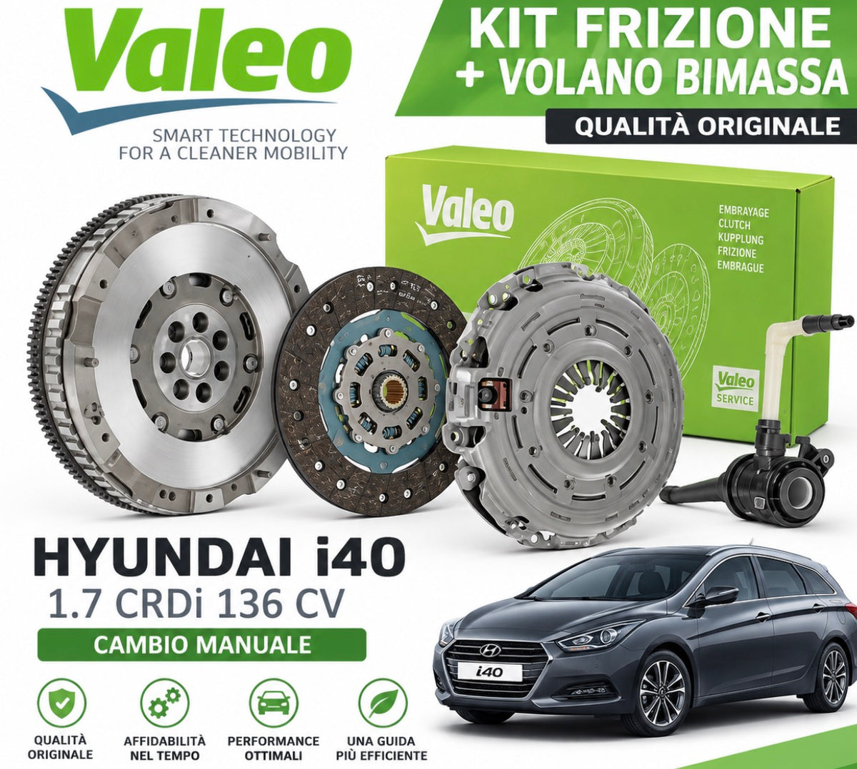 Kit Frizione + Volano Bimassa Valeo Hyundai i40 1.7 CRDi 136 CV – Cambio Manuale