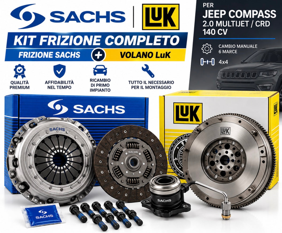 Kit Frizione SACHS + Volano Bimassa LuK + Cuscinetto SACHS – Jeep Compass 2.0 140 C