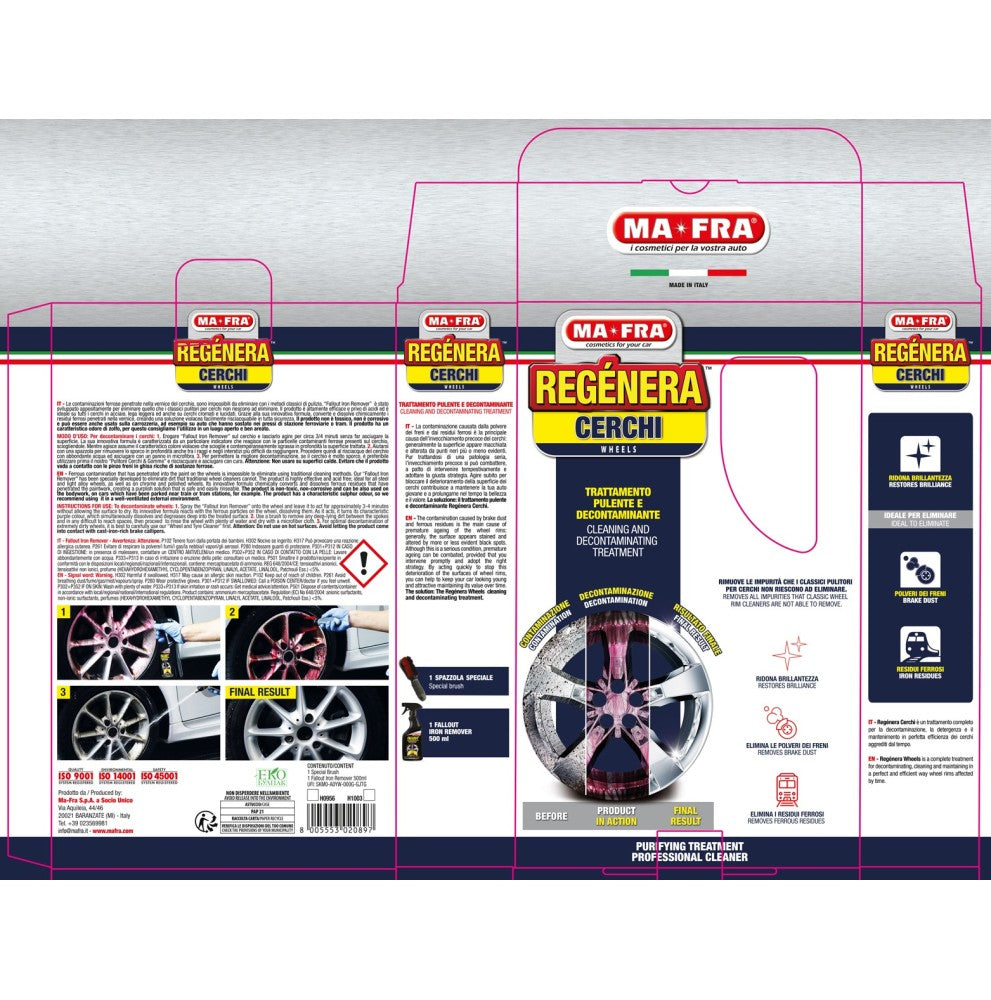 MA-FRA Kit Regénera Cerchi – Decontaminante 500 ml + Spazzola Cerchi