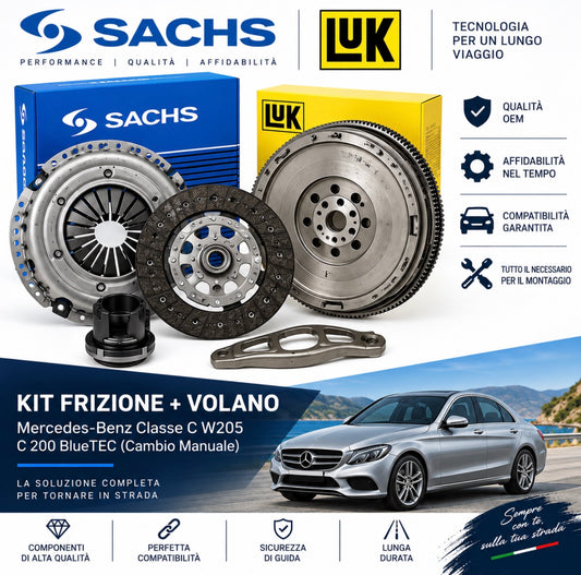 Kit Frizione SACHS + Volano Bimassa LuK Mercedes Classe C W205 C200 BlueTEC 1.6 Diesel