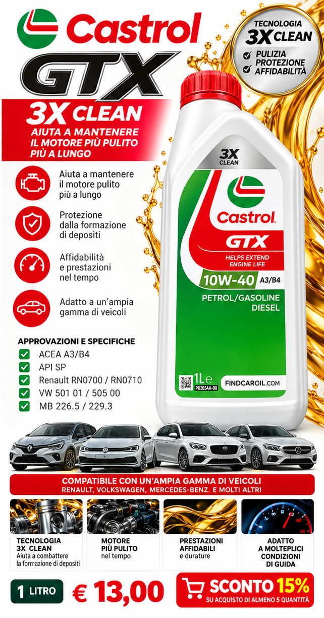 Castrol GTX 10W-40 A3/B4 1L