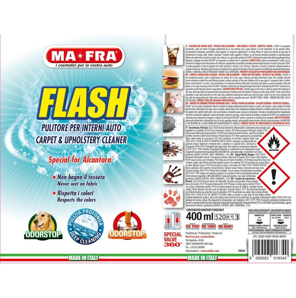 MA-FRA Flash – Pulitore Rapido Multiuso per Auto | Lucida e Protegge Senza Acqua