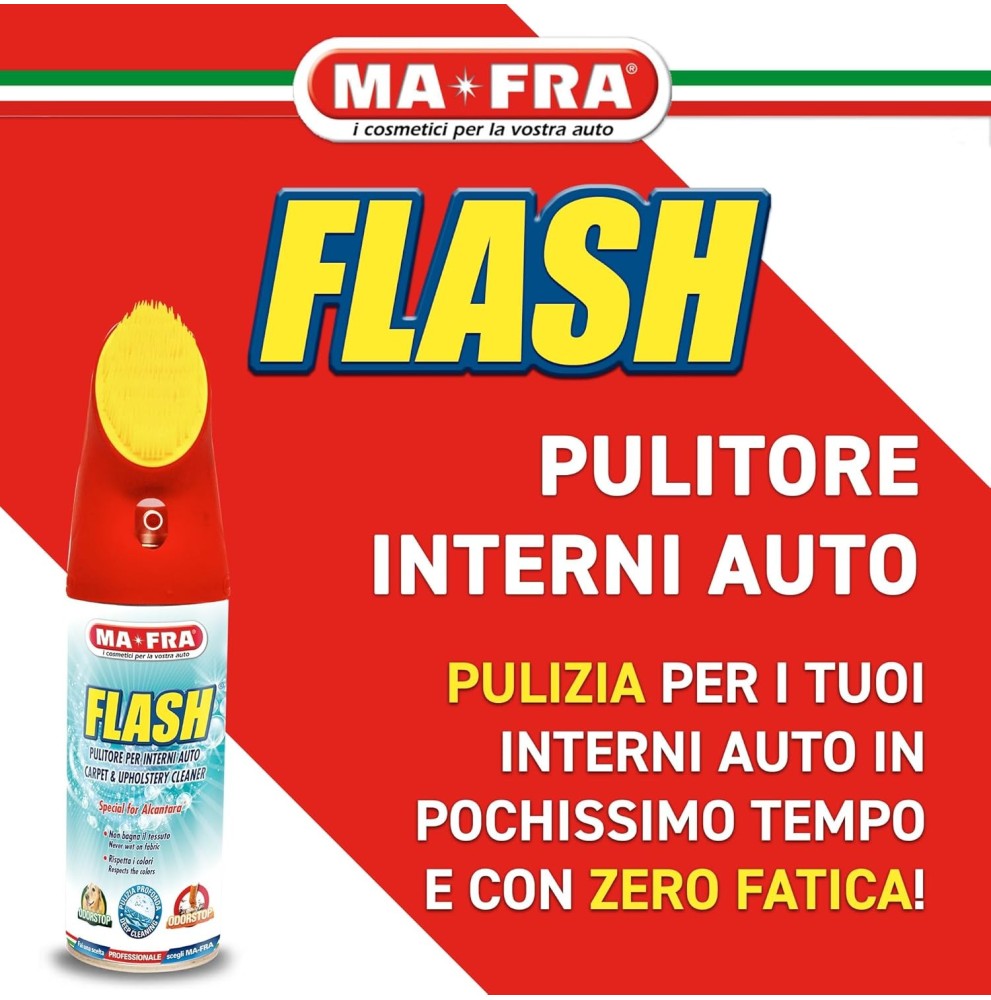 MA-FRA Flash – Pulitore Rapido Multiuso per Auto | Lucida e Protegge Senza Acqua