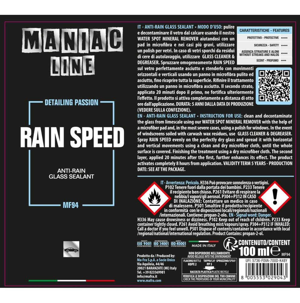 RAIN SPEED - MANIAC LINE FOR CAR DETAILNG - MA-FRA