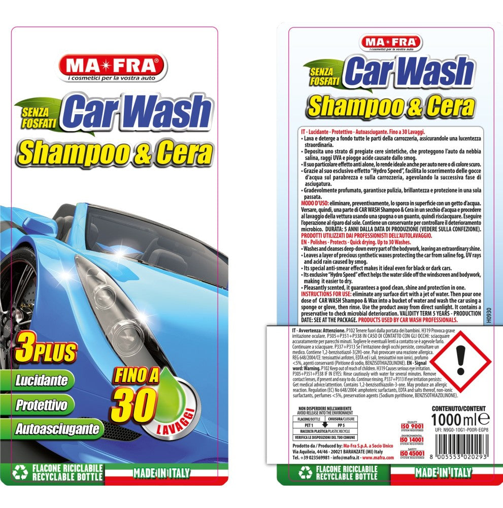 MA-FRA CAR WASH SHAMPOO E CERA - 1000 ML
