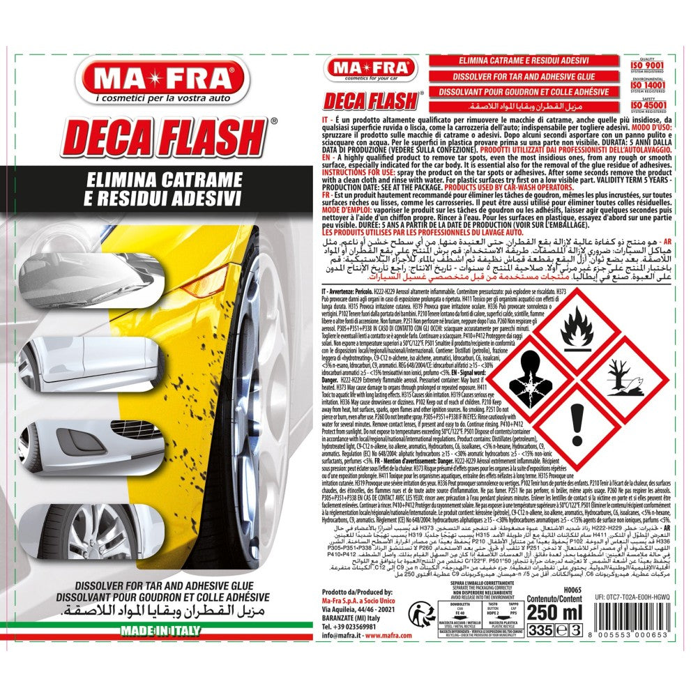 MA-FRA Deca Flash 250 ml – Rimuovi Catrame, Colla e Adesivi Auto