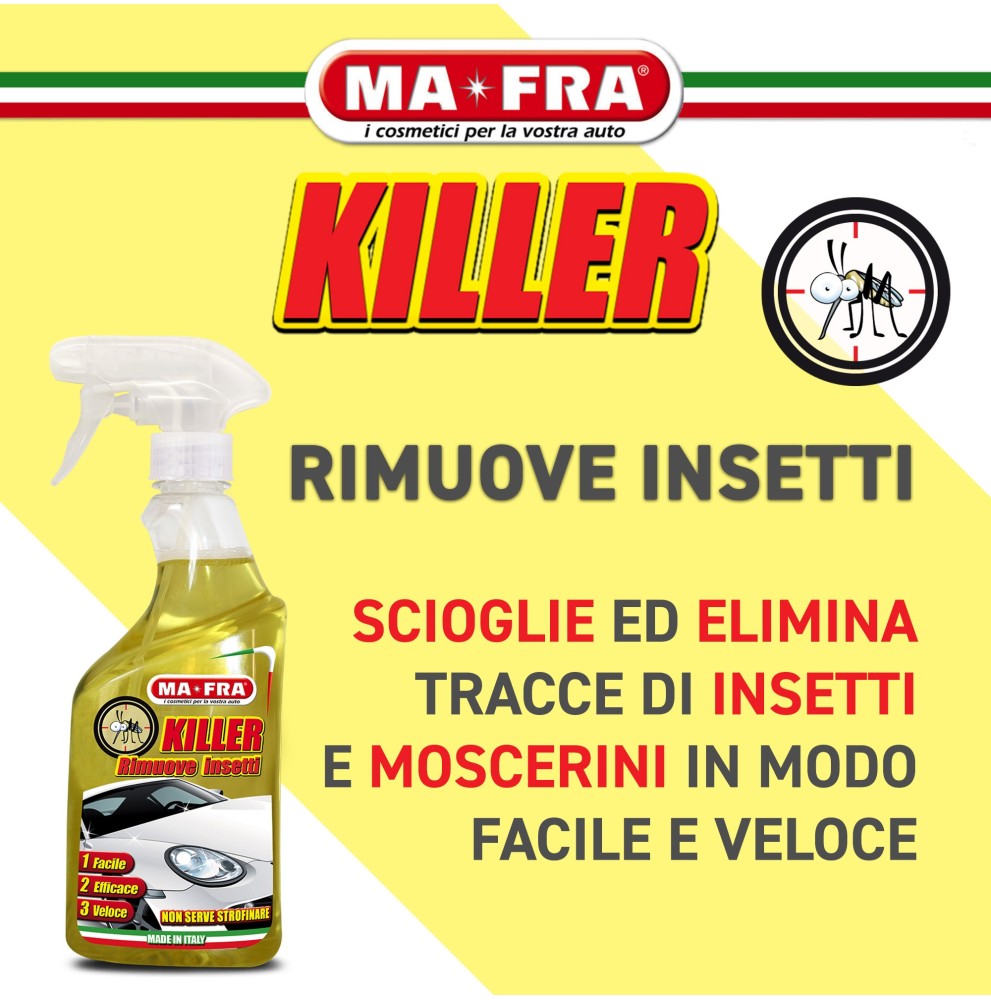 MA-FRA Killer Rimuovi Insetti 500 ml – Pulimoscerini Spray Auto